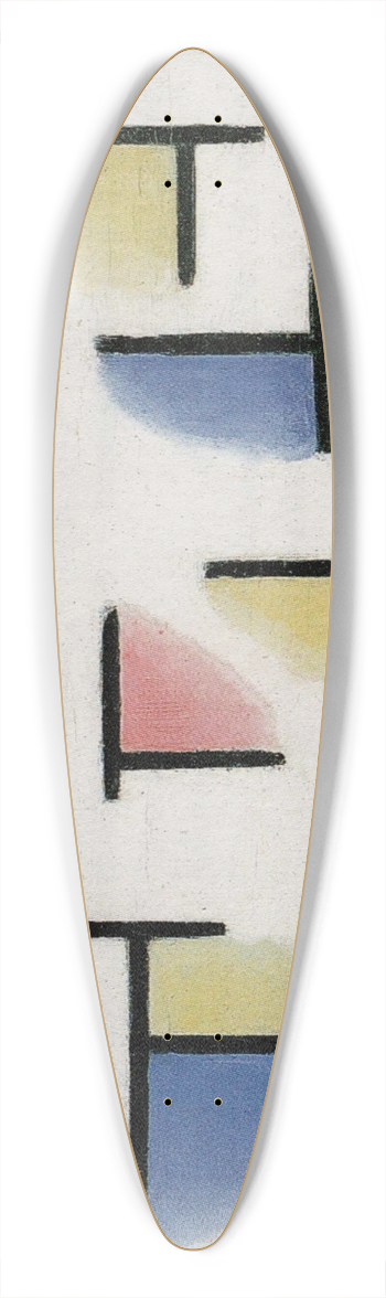 Theo van Doesburg - Variation on Composition XIII 39.3 inch art pintail longboard deck