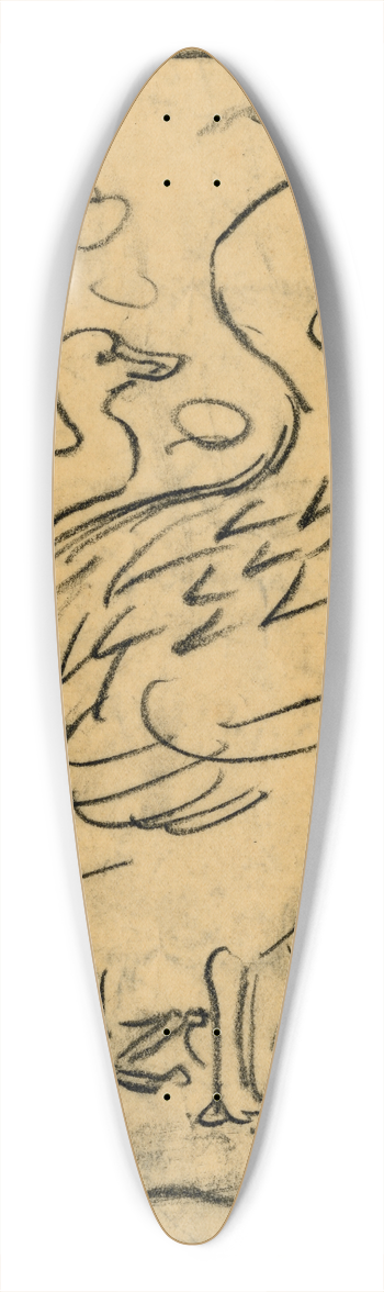 Theo van Hoytema - Eend met kuikens 39.3 inch art pintail longboard deck