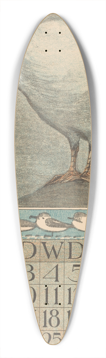 Theo van Hoytema - Kalenderblad april met wulp 39.3 inch art pintail longboard deck