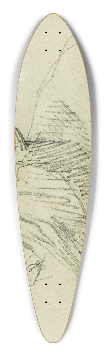 Thodore Gricault - Seated lion 39.3 inch art pintail longboard deck