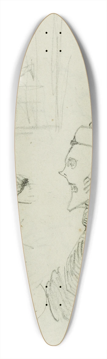 Thodore Gricault - Studies of lion, compositional group figure study, two caricature head studies 39.3 inch art pintail longboard deck