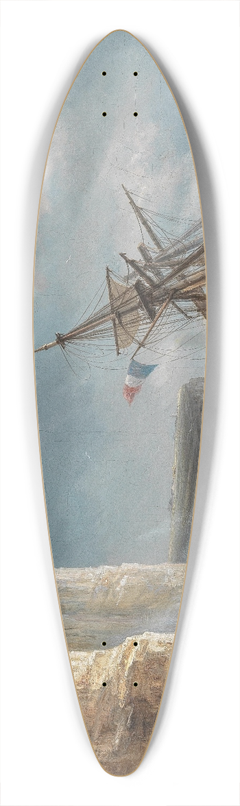 Thodore Gudin - Sormy Seas by a Chalk Coast 39.3 inch art pintail longboard deck