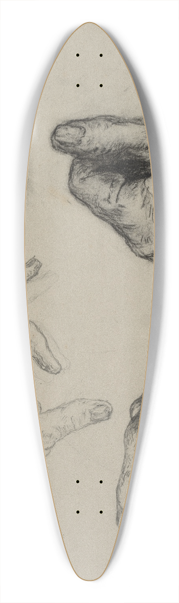 Thodule Ribot - Study of Hands (recto) 39.3 inch art pintail longboard deck