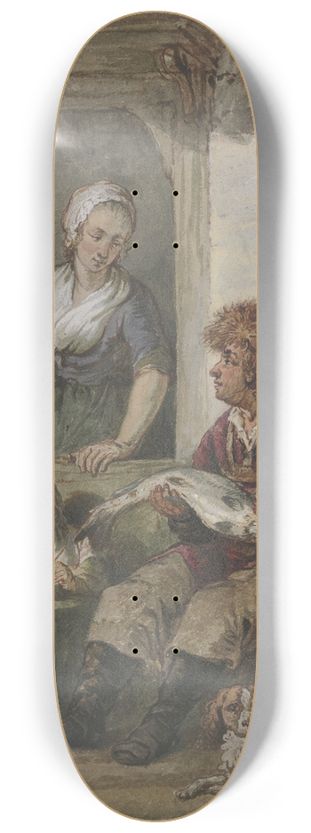 Abraham Van Strij - Fishmonger and Maid at a Door 8.25 inch art skate deck