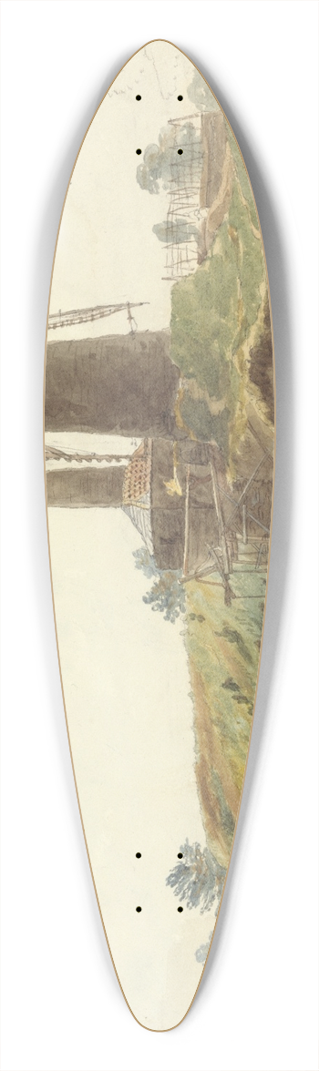 Thomas Creswick - Landscape with Windmill 39.3 inch art pintail longboard deck