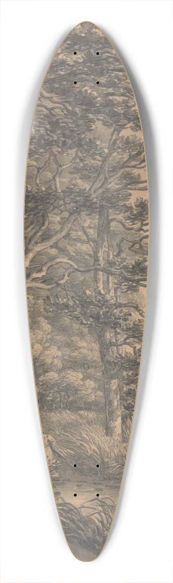 Thomas Hearne - River Landscape with Figures 39.3 inch art pintail longboard deck