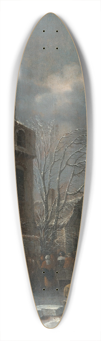 Thomas Heeremans - A winter landscape with skaters on the ice 39.3 inch art pintail longboard deck