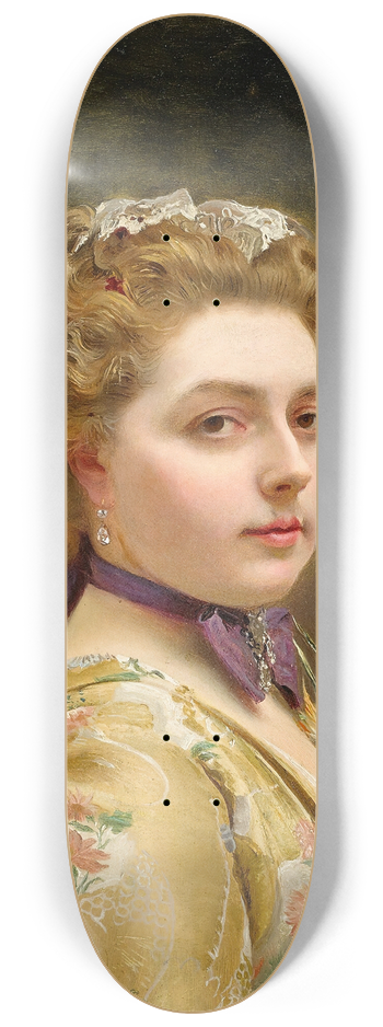 Gustave Jean Jacquet - A Lady In A Golden Gown 8.25 inch art skate deck