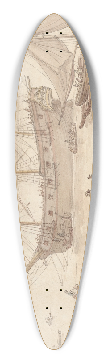 Thomas Rowlandson - Ships landing, probably at Portsmouth 39.3 inch art pintail longboard deck