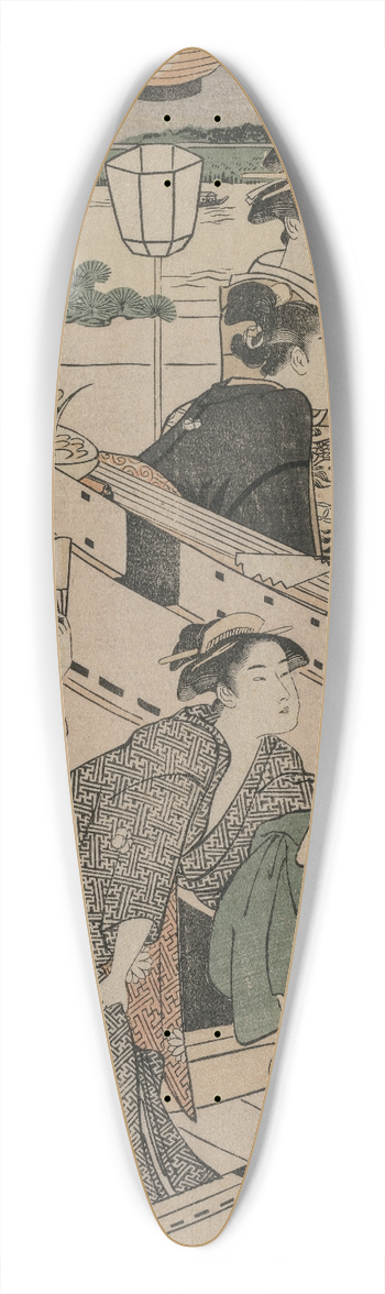 Torii Kiyonaga - Boating Party on the Sumida River 39.3 inch art pintail longboard deck