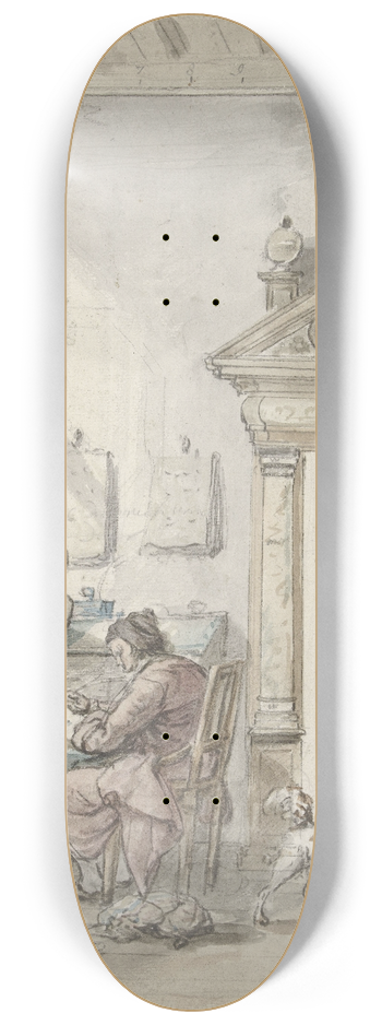 Abraham Van Strij - Interieurscne met schrijvende man aan een lessenaar 8.25 inch art skate deck