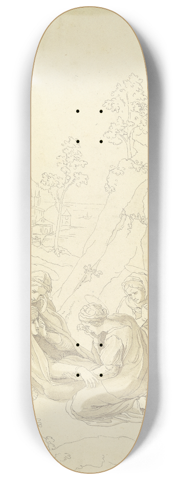Gustav Heinrich Naecke - Am Ostermorgen; Die heiligen Frauen, Maria und Johannes am offenen Grabe Christi 8.25 inch art skate deck