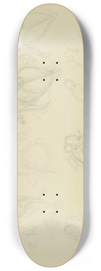 Gustav Heinrich Naecke - Sitzende Gestalt nach rechts mit geflgeltem Amorknaben 8.25 inch art skate deck