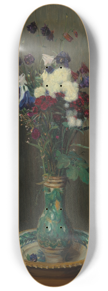 Gustav Kampmann - Akeleien und Nelken in grner Vase 8.25 inch art skate deck