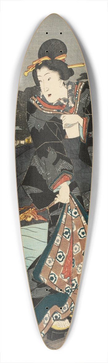 Utagawa Kunisada (Toyokuni III) - Black 39.3 inch art pintail longboard deck