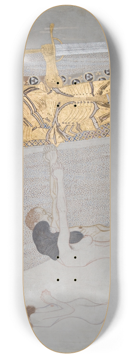 Gustav Klimt - Beethovenfries; Die Leiden der schwachen Menschheit und Der wohlgerstete Starke (Tafel 3, linke Langwand) 8.25 inch art skate deck