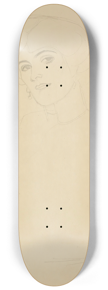 Gustav Klimt - Damenbrustbild Im Dreiviertelprofil Nach Links (Bust Of A Woman In Three-Quarter Profile To The Left) 8.25 inch art skate deck