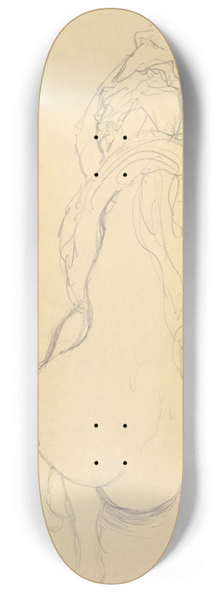 Gustav Klimt - Reclining Nude with Drapery, Back View 8.25 inch art skate deck