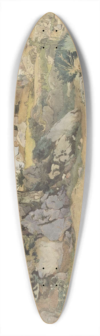Victor Paul Mohn - Rocks and Oaks in the Serpentara 39.3 inch art pintail longboard deck