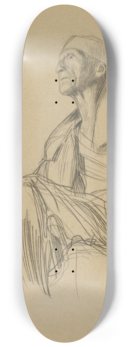 Gustav Klimt - Seated Man Turned to the Left 8.25 inch art skate deck