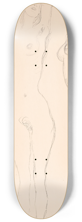 Gustav Klimt - Two Nudes, the Left One with Raised Arms 8.25 inch art skate deck