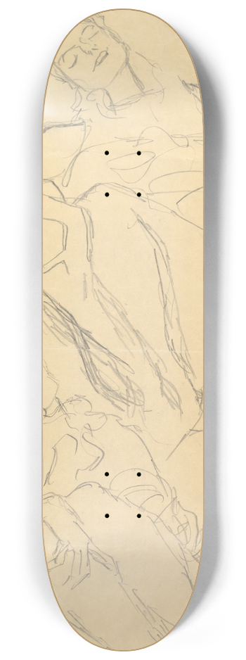 Gustav Klimt - Two Studies for a Crouching Woman 8.25 inch art skate deck