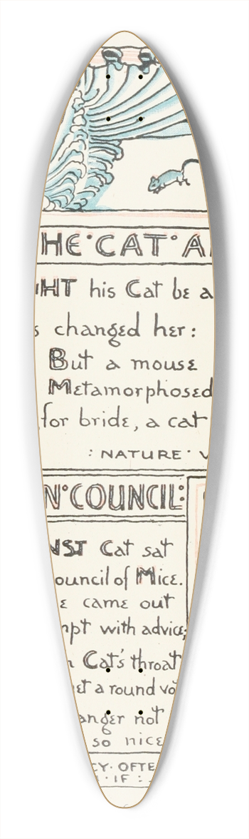 Walter Crane - The Cat and Venus, Mice in Council 39.3 inch art pintail longboard deck