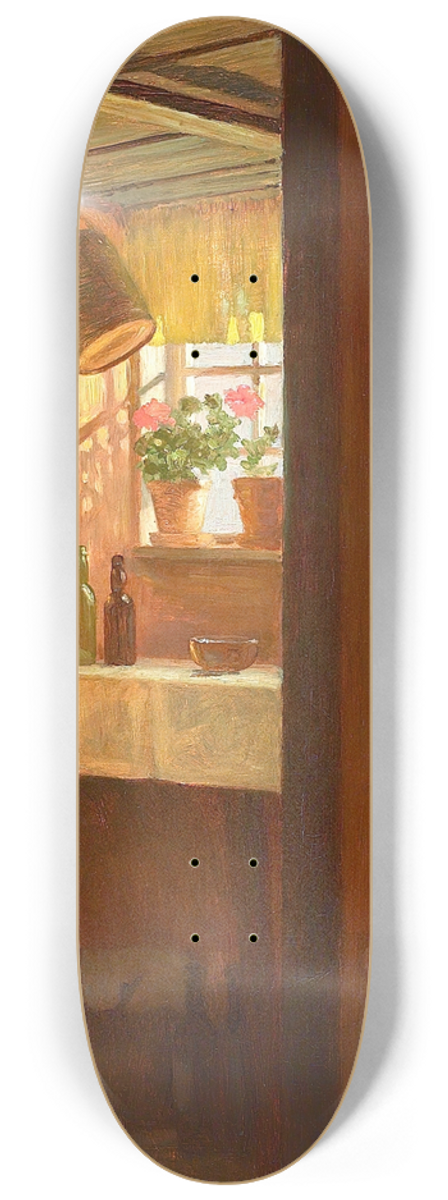 Gustav Vermehren - Almueinterir med sollys gennem vindue 8.25 inch art skate deck