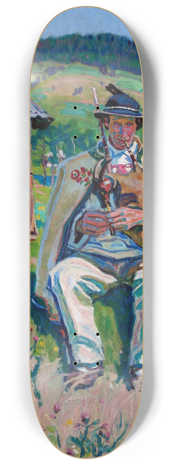 Gustaw Pillati - Highlander with a bandura against landscape 8.25 inch art skate deck
