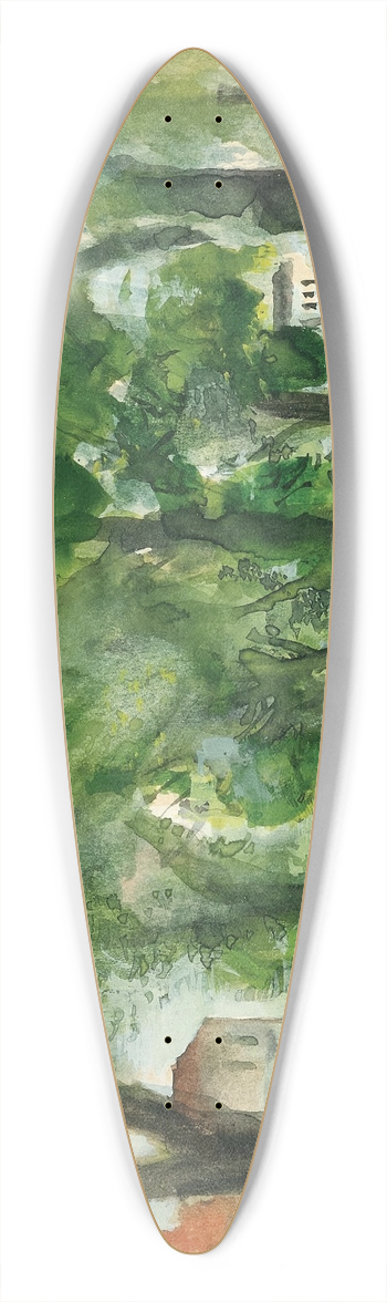 Wilhelm Thny - Park mit weiem Haus 39.3 inch art pintail longboard deck