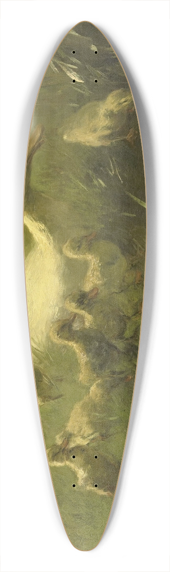 Willem Maris - Witte eend met kiekens 39.3 inch art pintail longboard deck