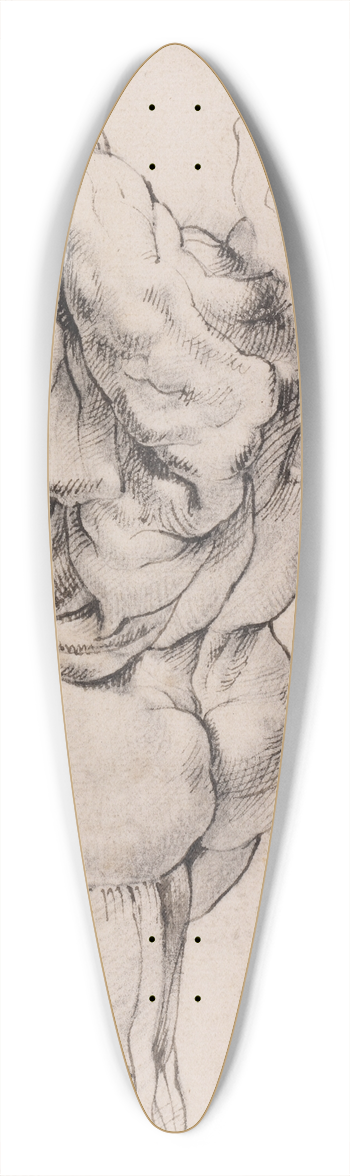 Willem Panneels - Anatomical Study (corch). Standing flayed man seen from the back half turned to the left, his left arm raised_ 39.3 inch art pintail longboard deck