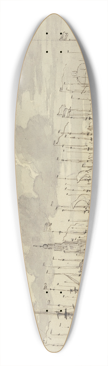Willem van de Velde the Younger - Eine in der Reihe liegende Flotte vor Amsterdam 39.3 inch art pintail longboard deck
