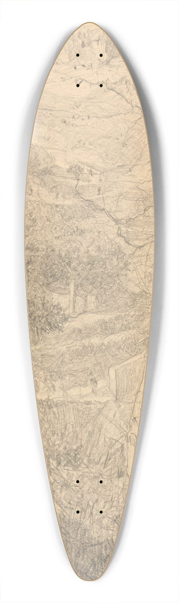 William Blake Richmond - Town on a Hillside 39.3 inch art pintail longboard deck