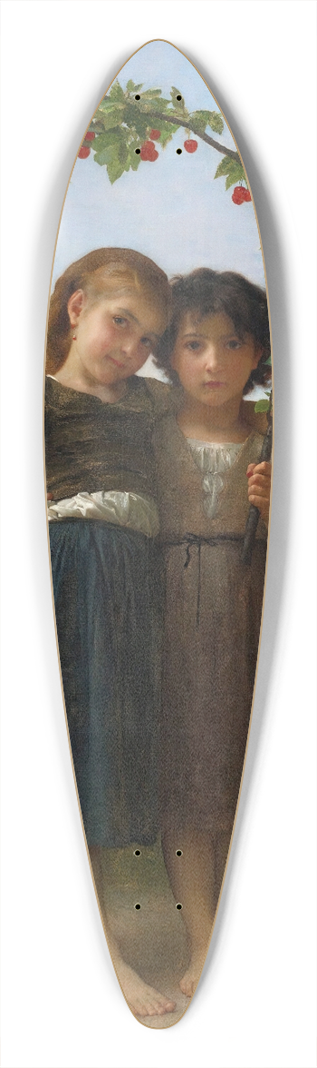 William Bouguereau - The Cherry Branch 39.3 inch art pintail longboard deck