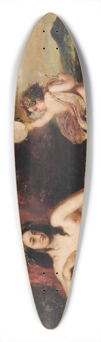 William Etty - Satyr spying on a reclining nymph 39.3 inch art pintail longboard deck