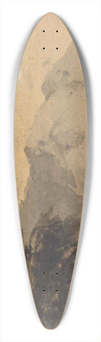 William Gilpin - Two Figures on Shore with Mountain Rising Behind 39.3 inch art pintail longboard deck