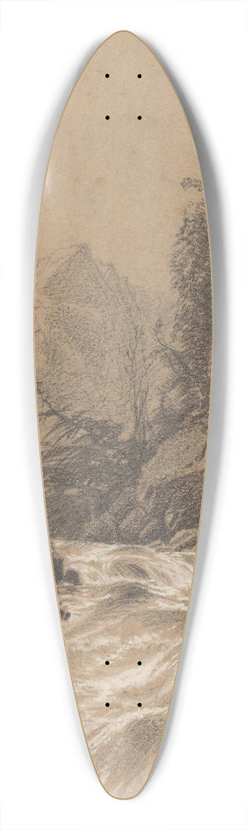 William Hart - Mountain Landscape, Stream and Waterfall 39.3 inch art pintail longboard deck