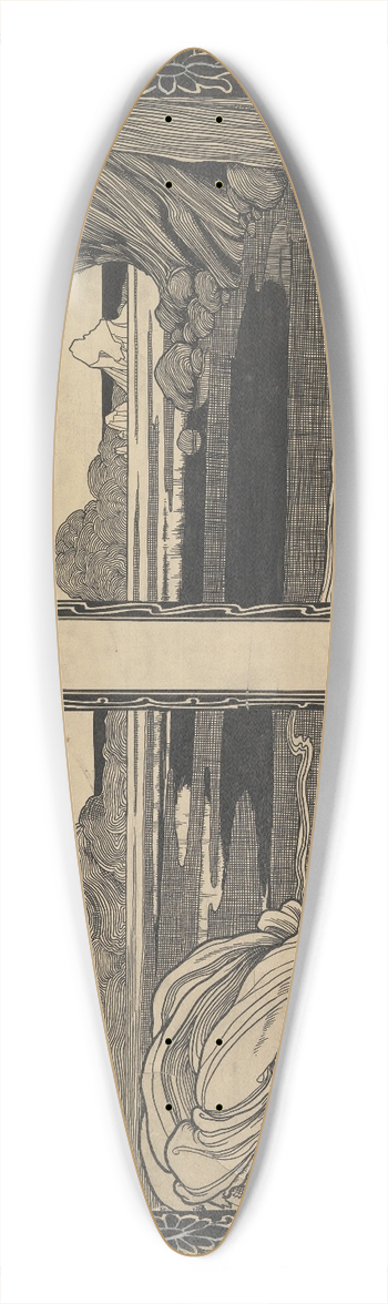 William Heath Robinson - The Nights Plutonian Shore; The Raven 39.3 inch art pintail longboard deck