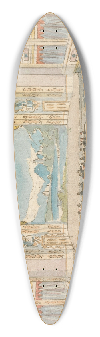 William Henry Brooke - Interior Marionette Theatre 39.3 inch art pintail longboard deck