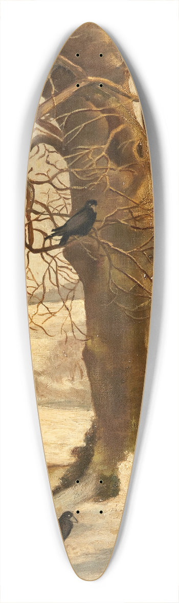 William Holbrook Beard - Winterscape with Crows 39.3 inch art pintail longboard deck