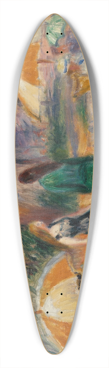William James Glackens - Beach with Figures, Bellport 39.3 inch art pintail longboard deck