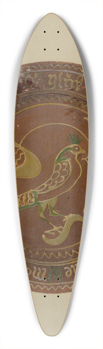 William L. Antrim - Pa. German Plate 39.3 inch art pintail longboard deck