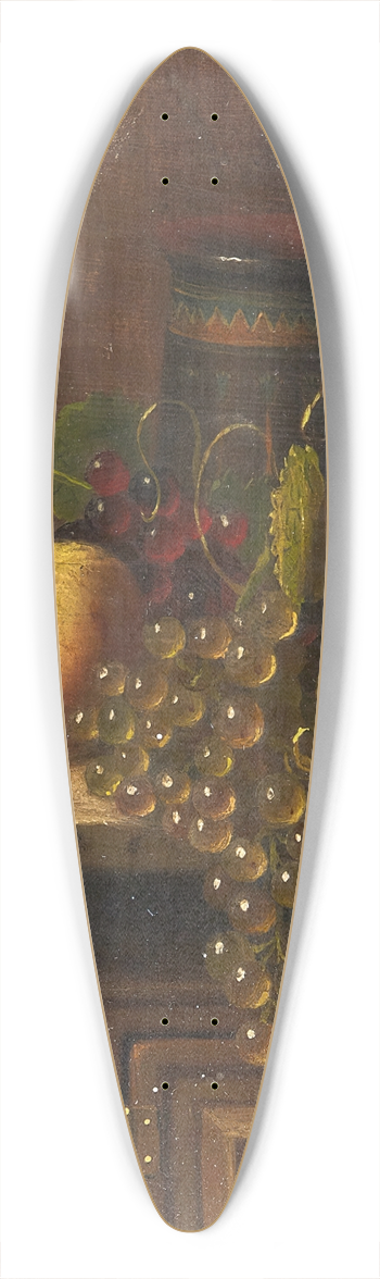 William Michael Harnett - Still Life with Egyptian Vase, Apples and Grapes on a Marble Top Console 39.3 inch art pintail longboard deck