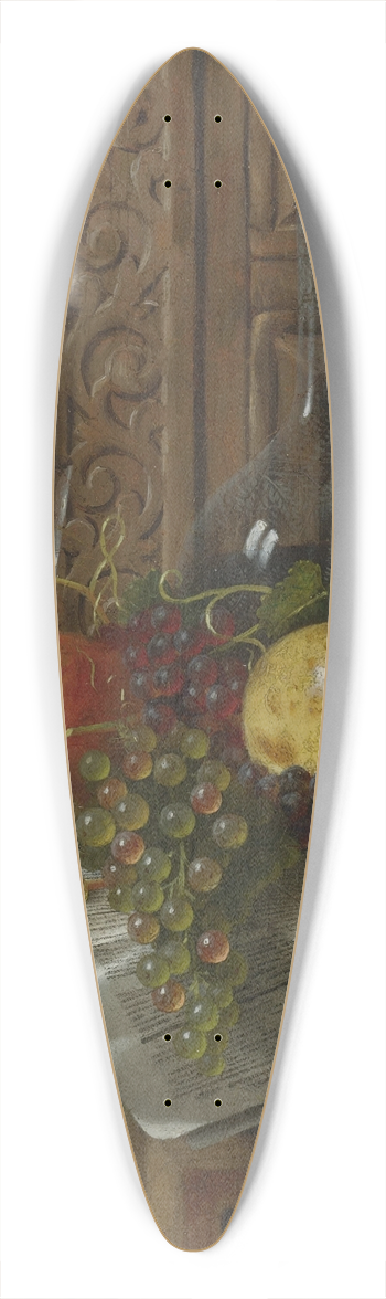 William Michael Harnett - Still Life with Munich Newspaper, Fruit and Decanter 39.3 inch art pintail longboard deck