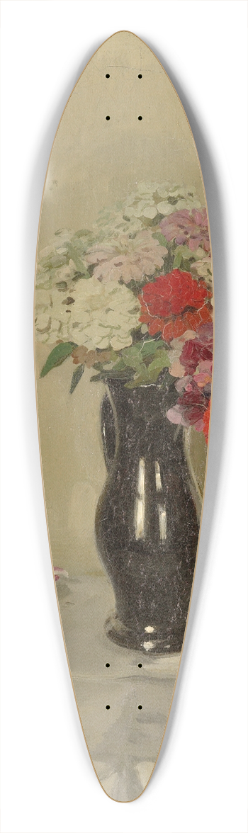 William Nicholson - Zinnias 39.3 inch art pintail longboard deck