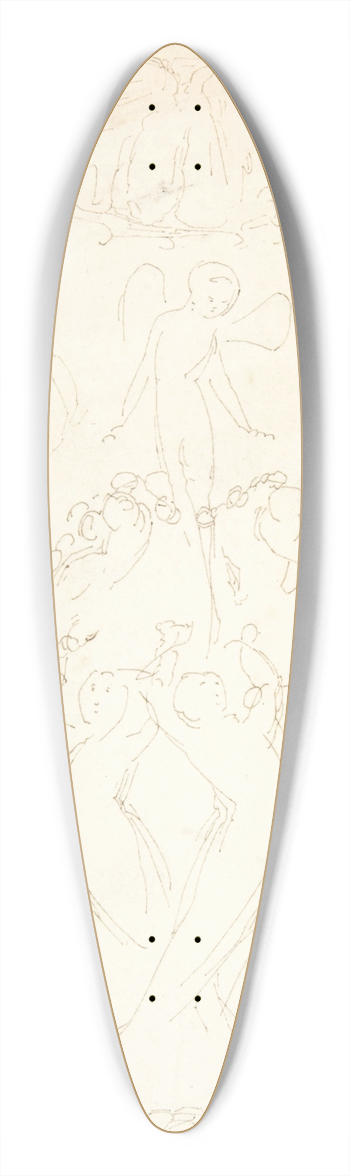 William Pitts - Design with Dancing Figures 39.3 inch art pintail longboard deck