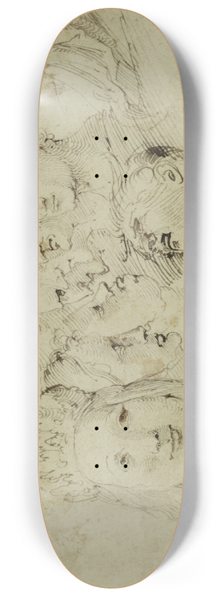 Hans Baldung - Studies of Heads 8.25 inch art skate deck