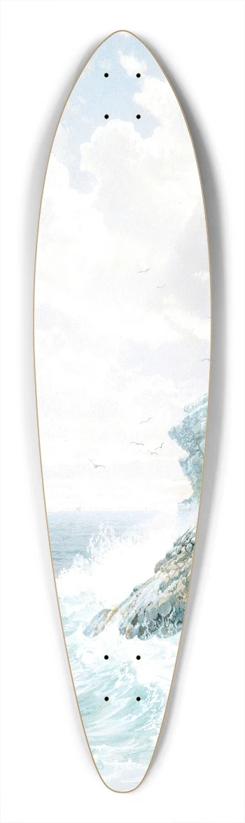 William Trost Richards - Purgatory Cliff 39.3 inch art pintail longboard deck