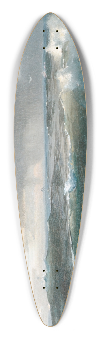 William Trost Richards - Surf on Rocks 39.3 inch art pintail longboard deck